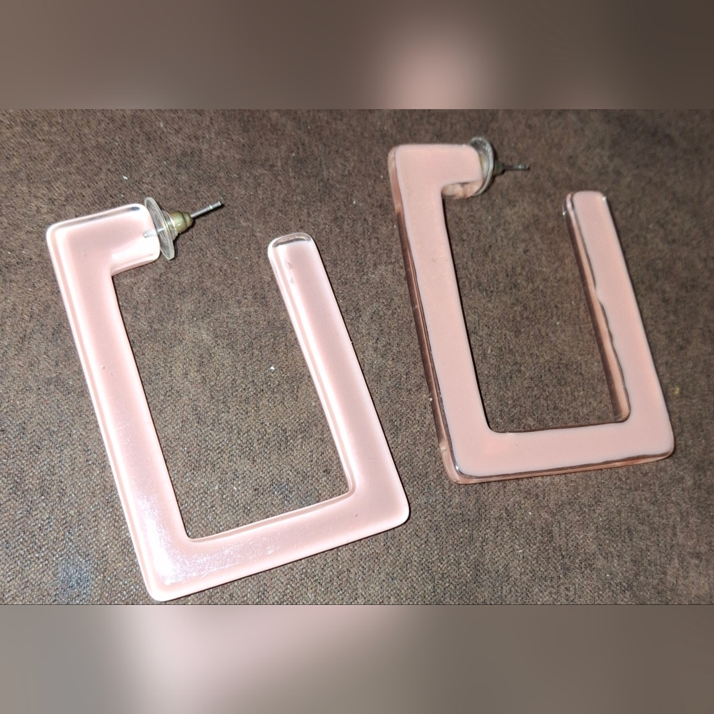 3/25$ Acrylic Geometric Square Pink Statement chunky fun Earrings